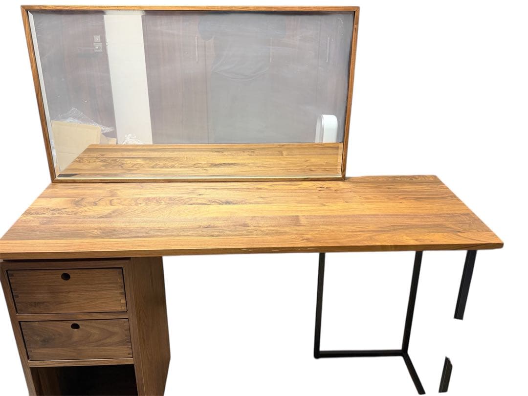 デスクビスタ　ウォールナット 天然木 鏡付ドレッサー　ノーウェアライクホーム