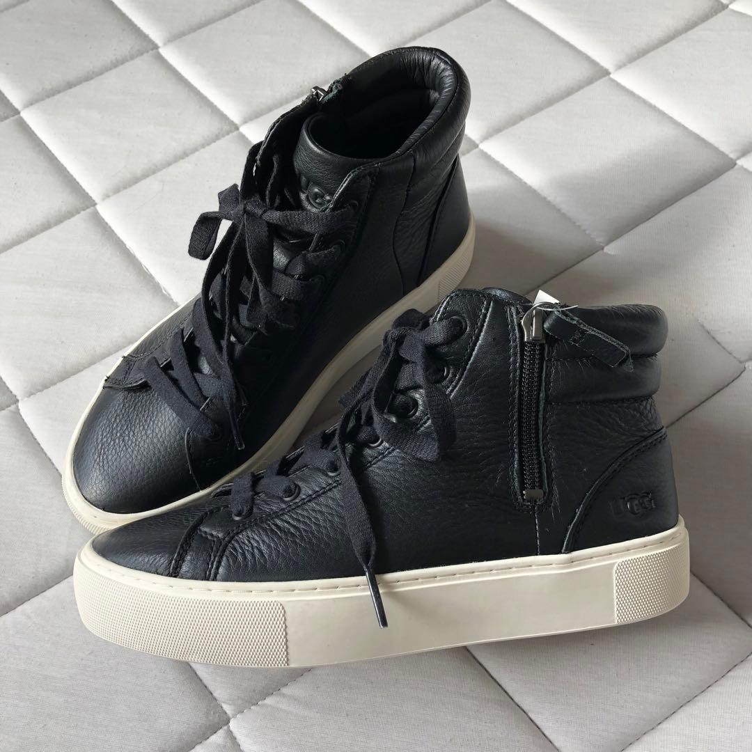 新品試着 UGG OLLI アグ レザー ハイカット ブラック サイドジップ23