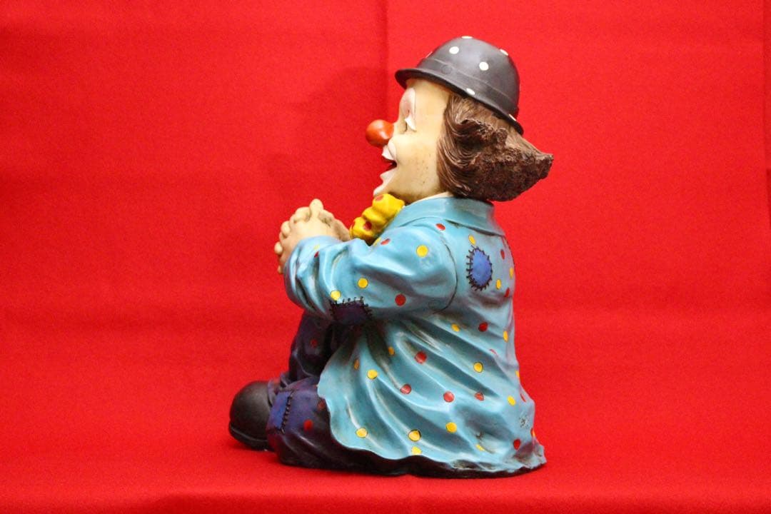 イタリア・ピエロコレクション【お茶目なピエロ　大サイズ　水色ドット】