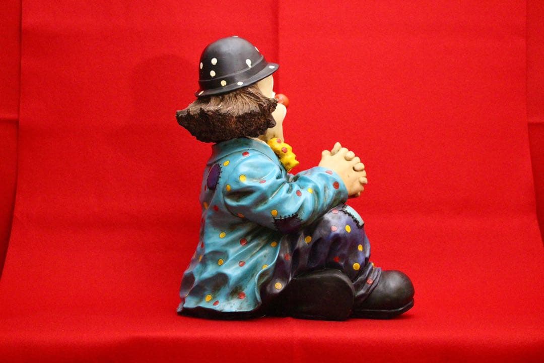 イタリア・ピエロコレクション【お茶目なピエロ　大サイズ　水色ドット】