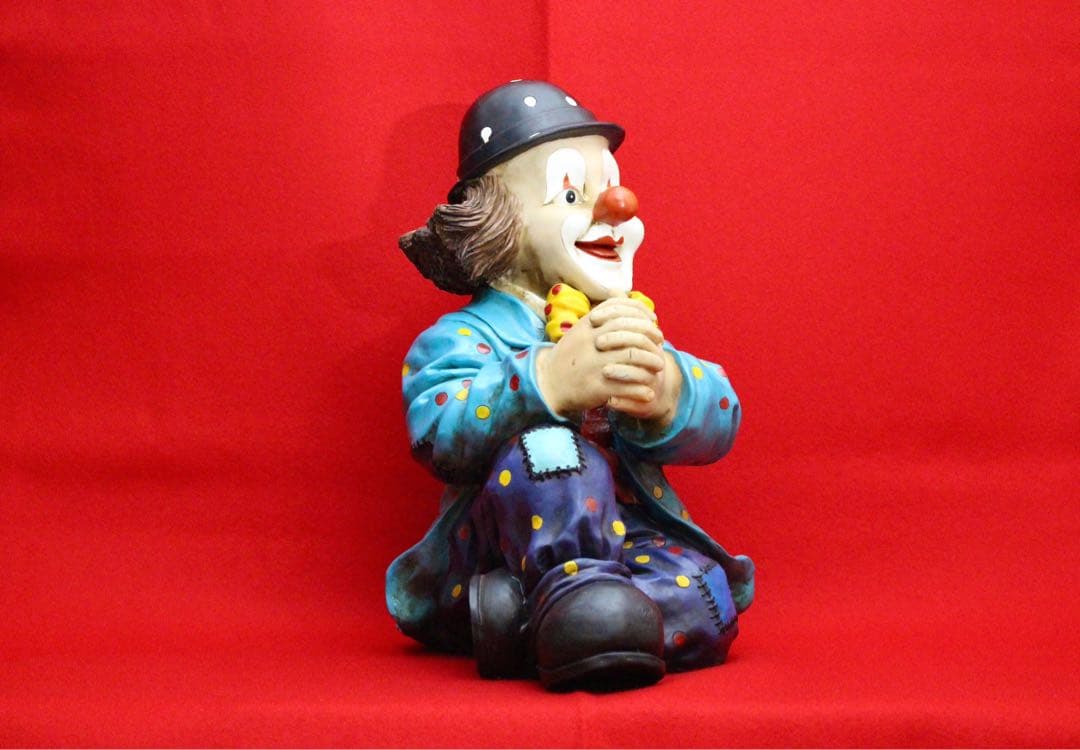 イタリア・ピエロコレクション【お茶目なピエロ　大サイズ　水色ドット】