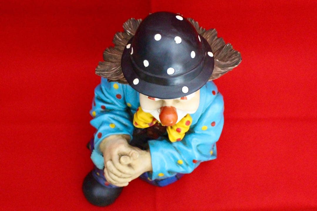 イタリア・ピエロコレクション【お茶目なピエロ　大サイズ　水色ドット】