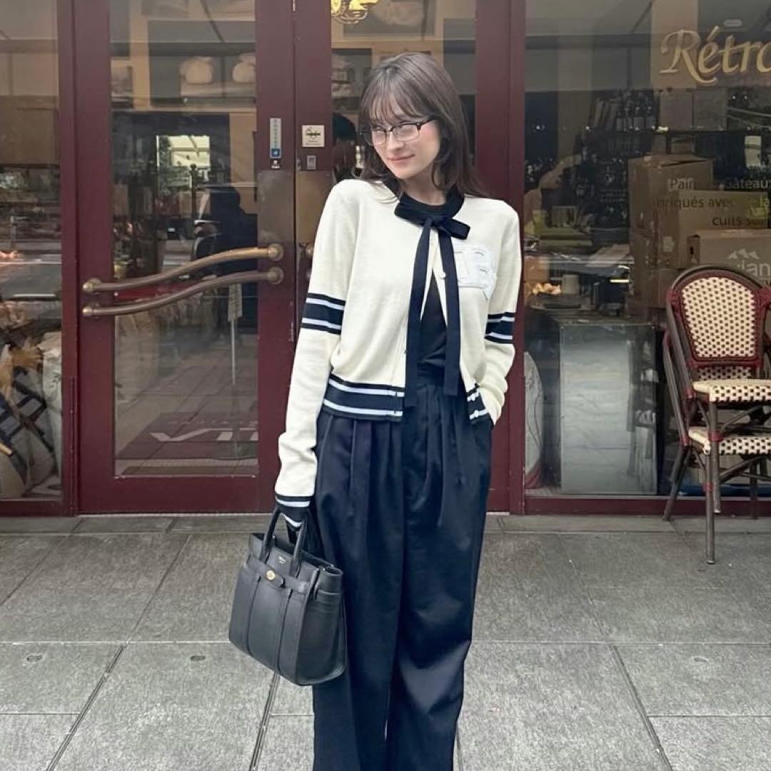 bibiy B. CLUB TIE CARDIGAN ホワイト