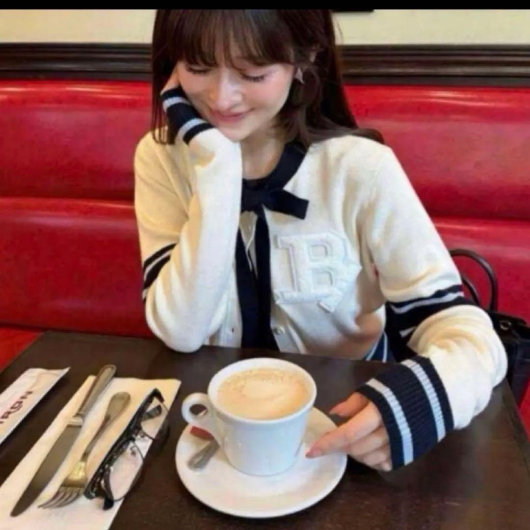 bibiy B. CLUB TIE CARDIGAN ホワイト