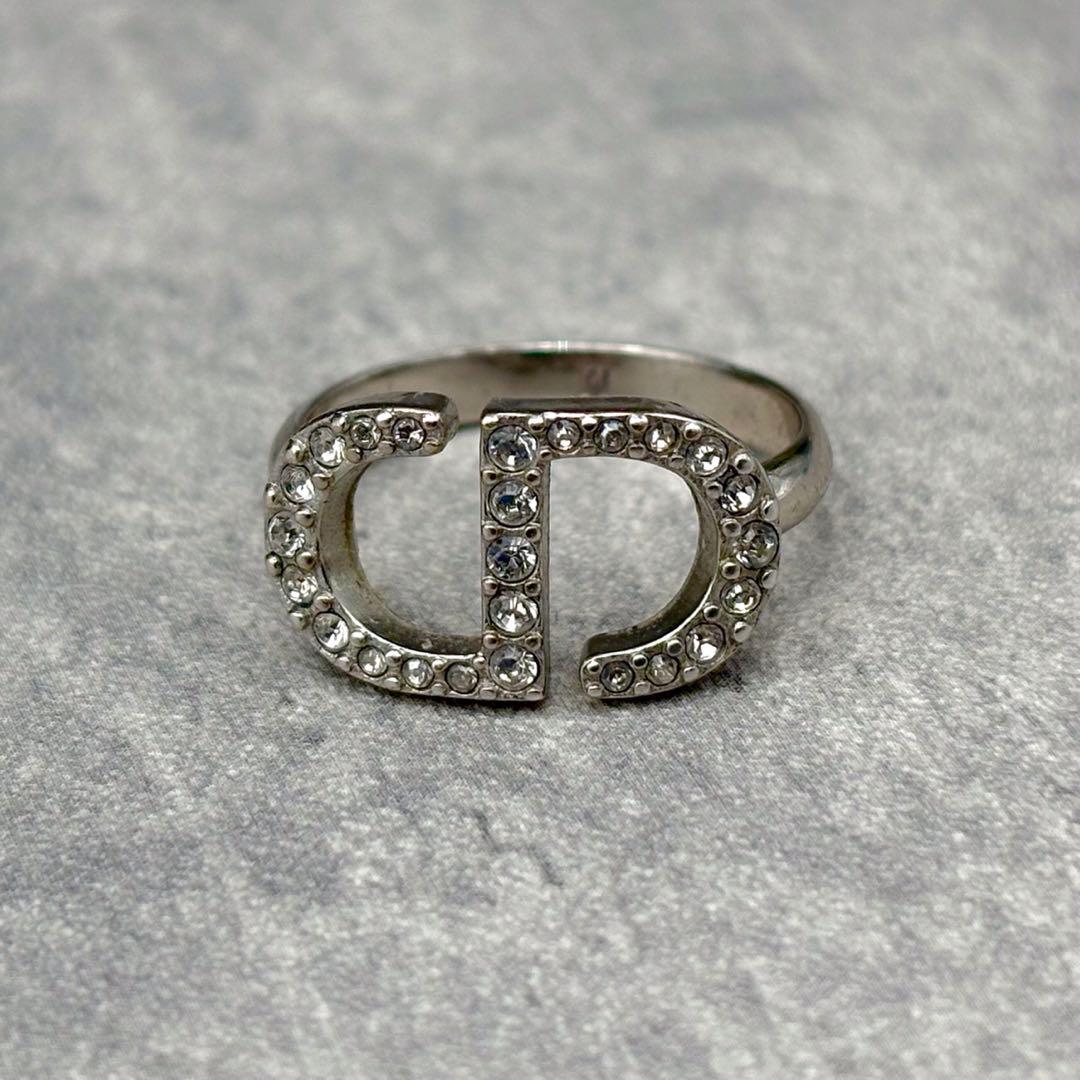 現行✨ 美品 DIOR Petit CD ビジュー×シルバーリング M 約11号