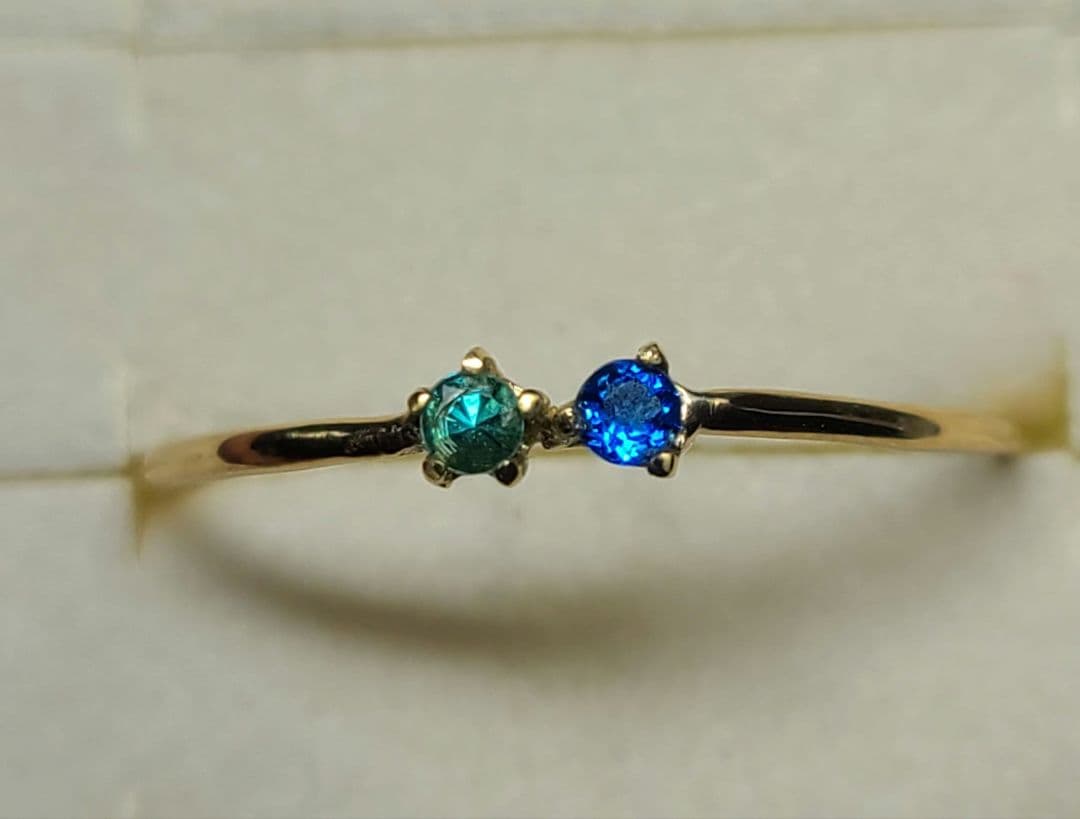 美しきビビッドブルーの共演★パライバトルマリン&アウイナイト18金リング★