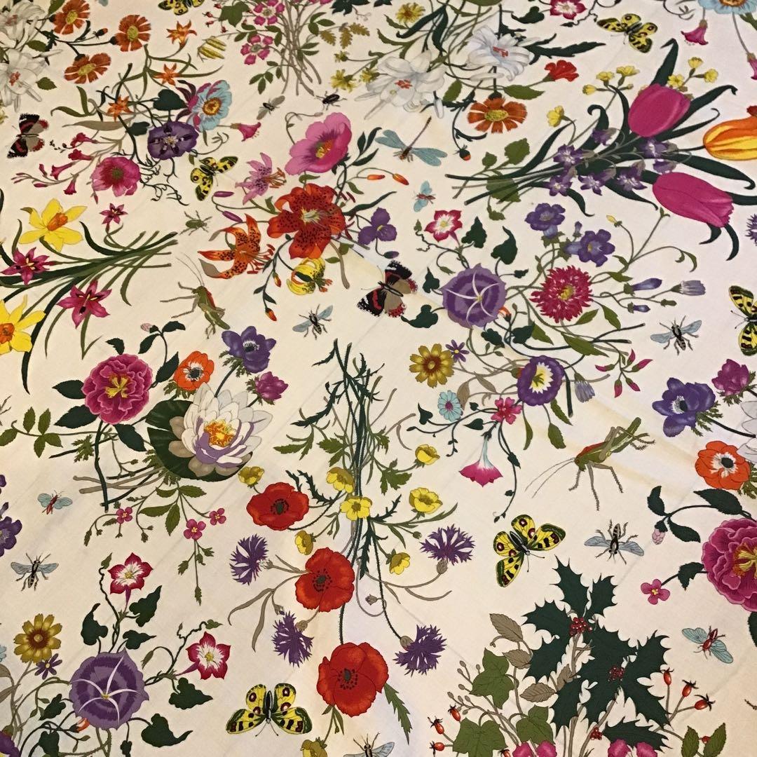 グッチ　GUCCI フローラ　コットン　スカーフ　花柄　ビンテージ　153cm