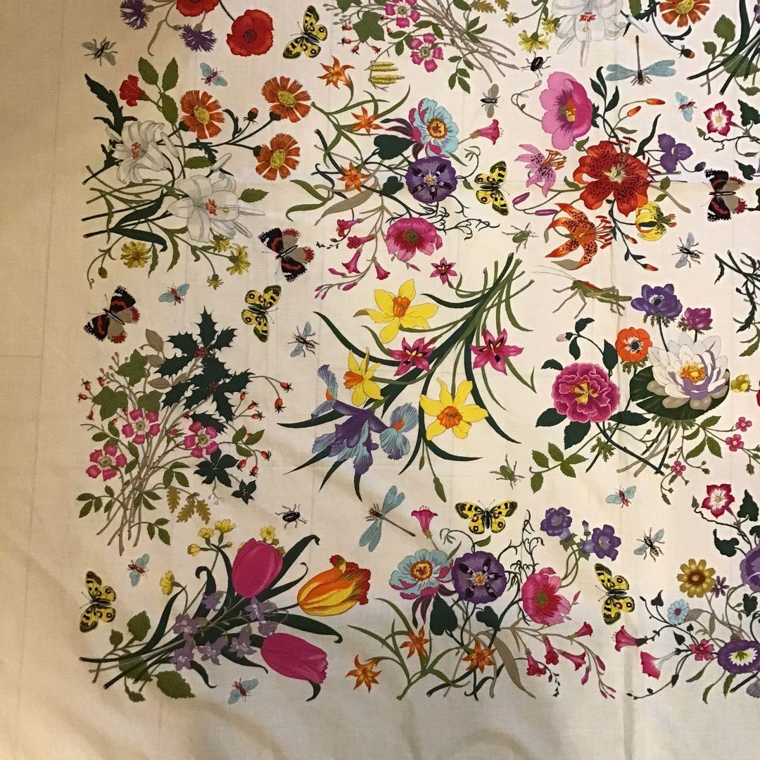 グッチ　GUCCI フローラ　コットン　スカーフ　花柄　ビンテージ　153cm