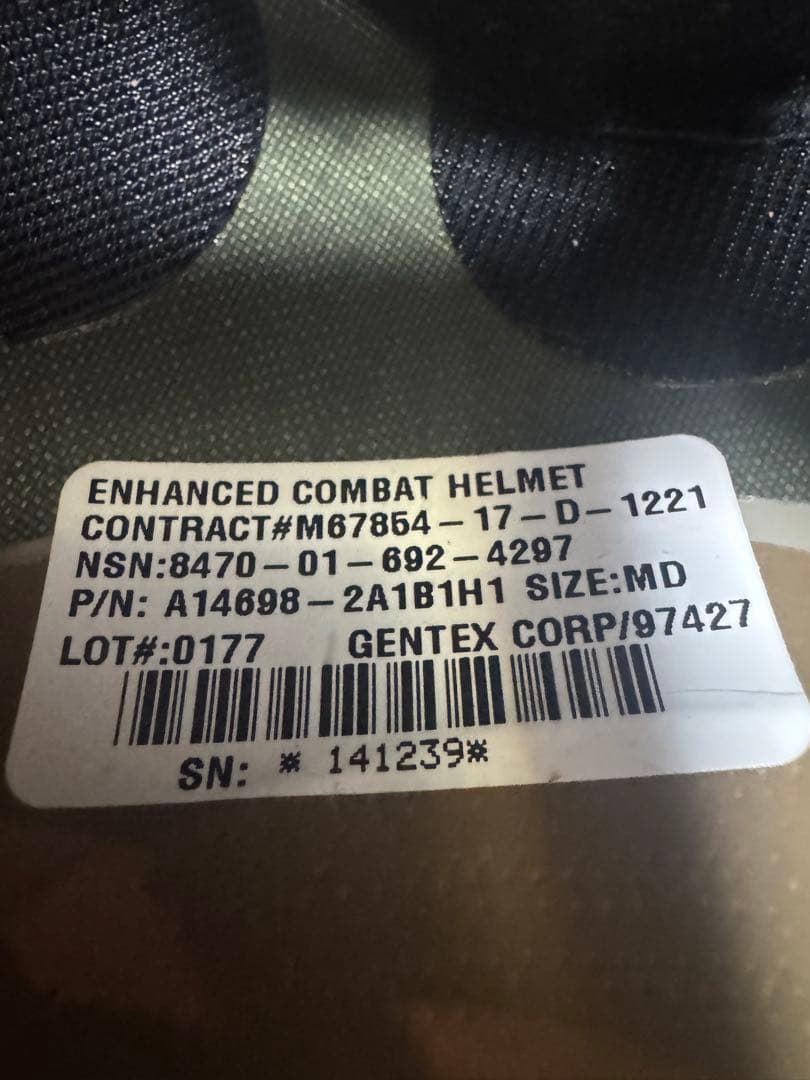 個人装備 GENTEX OPS-CORE ECH HIGHCUT MD