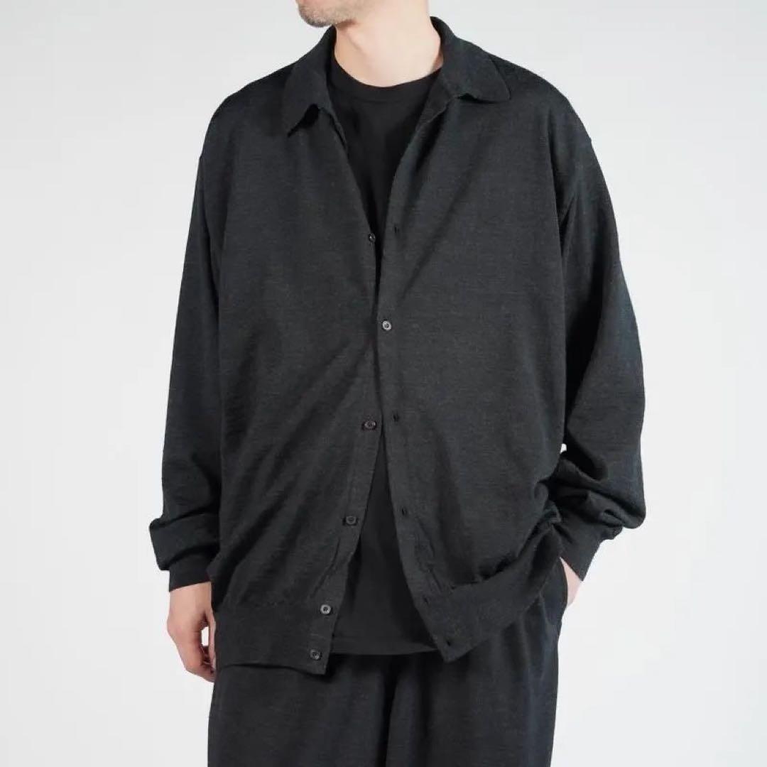 COMOLI 25AW ウール衿付き カーディガン チャコール SIZE3