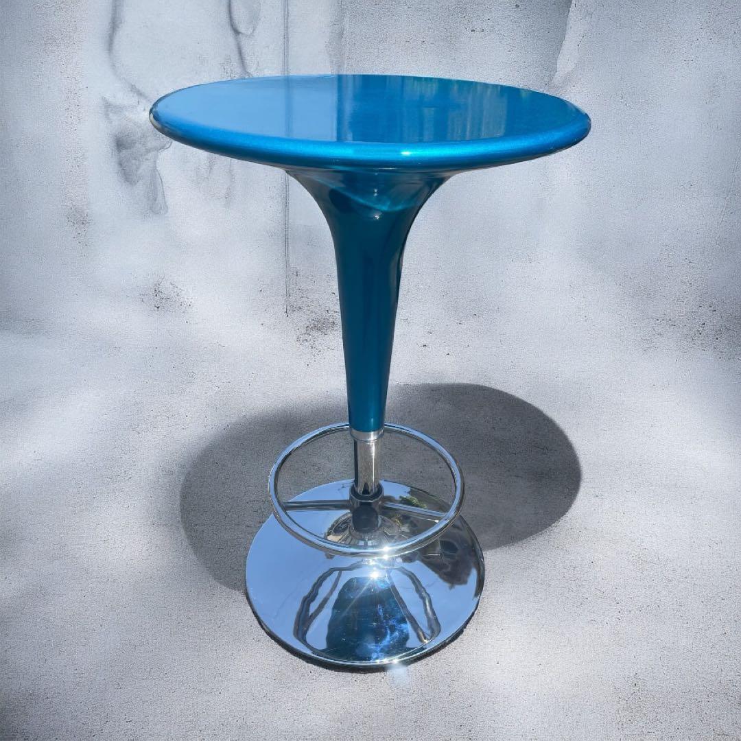 回転　丸テーブル　アメリカンアンティーク　ブルーメタリック！レア！バー！カフェ！