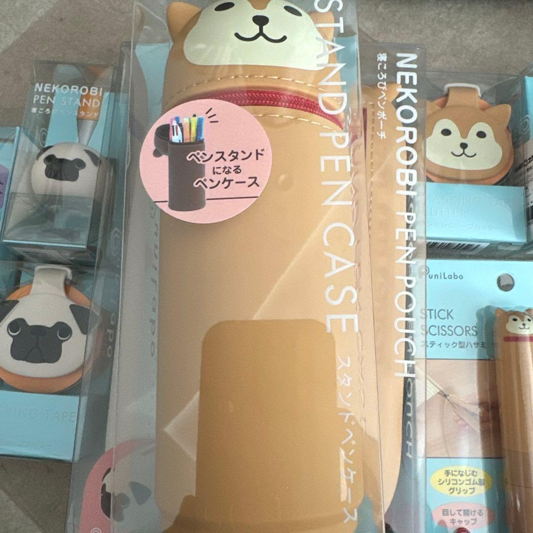 動物デザイン 文房具セット　わんわんにゃにゃんぺんぺん