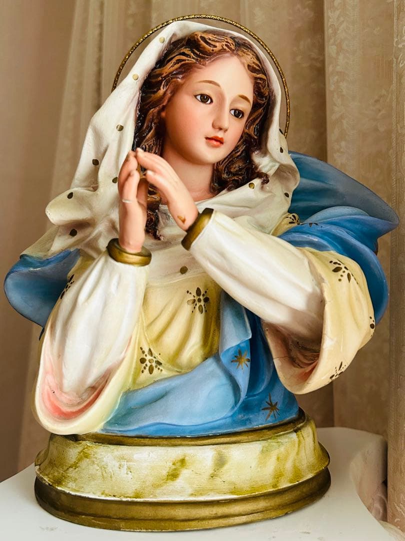 【訳あり超希少品】美顔の聖母マリア半身像　アンティーク