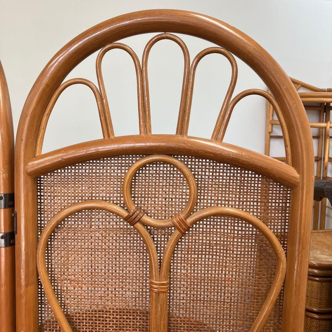 《超美品》 ラタン パーテーション 藤 4連 仕切り 昭和レトロ 間仕切り 衝立