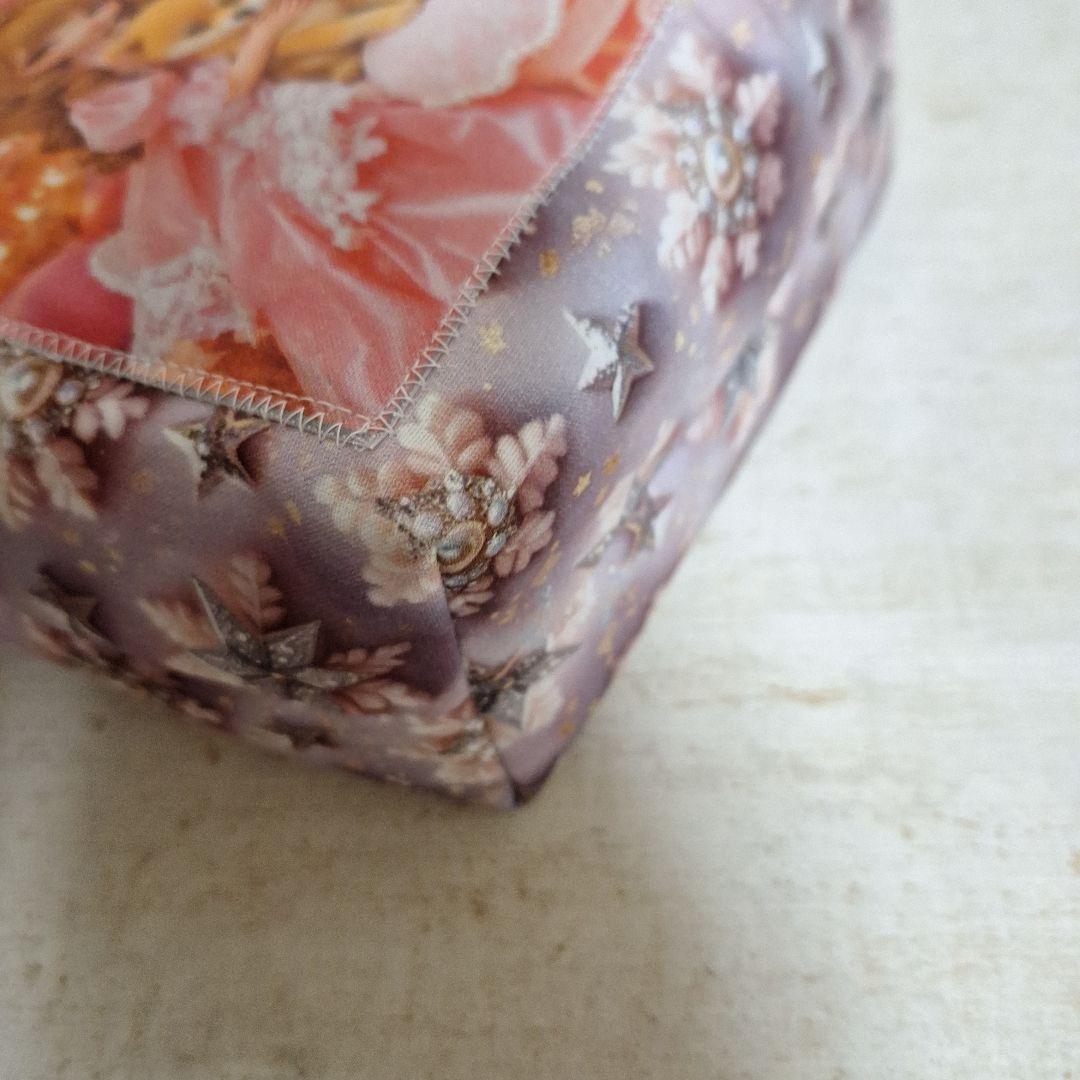 激レア女の子とねこパネル生地　ハンドメイド　布バスケット　フラットポーチ