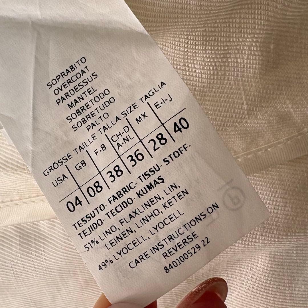 美品✨Max&Co リネンロングトレンチコート　ベルト　リボン　アイボリー　40
