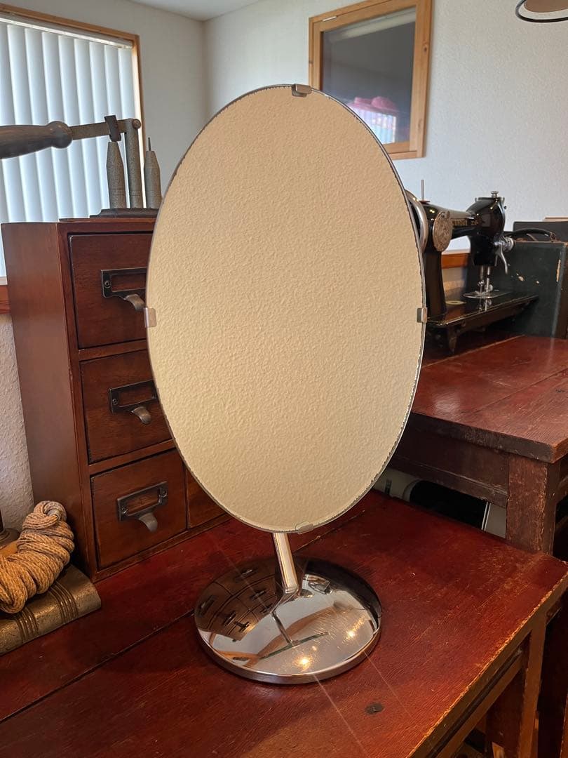 昭和レトロ アイアン 卓上鏡 化粧鏡 スタンドミラー 店舗用ミラー 店舗什器
