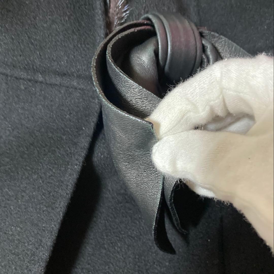 【2/15までの出品】ヴァレンティノ ブラックロングコートカシミヤ混ファー付き