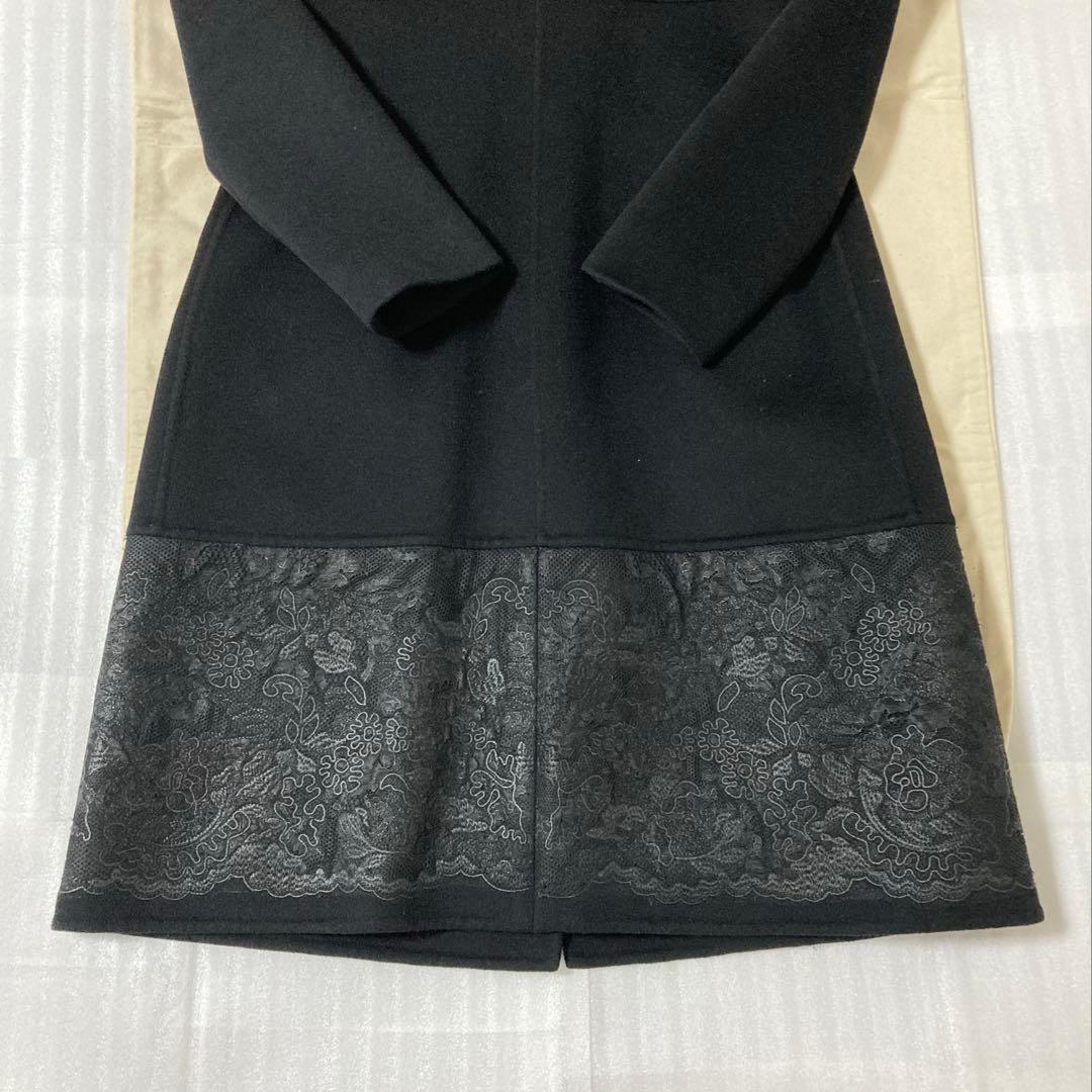 【2/15までの出品】ヴァレンティノ ブラックロングコートカシミヤ混ファー付き