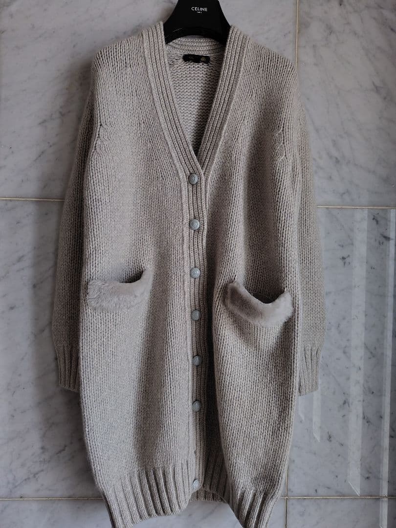 Drawer新品未使用ムートンパッチロングカーディガン