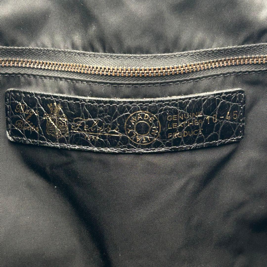 【フェリージ】トートバッグ レザー クロコ型押し BLACK 10-45