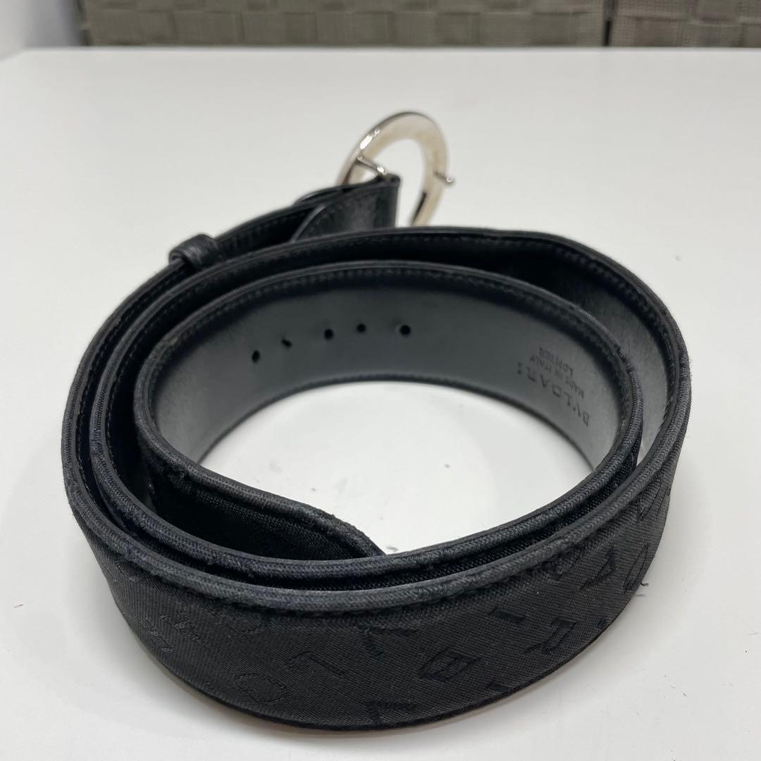 お*み様 BVLGARI ブルガリブルガリ　黒レザーベルト ロゴ入りバックル