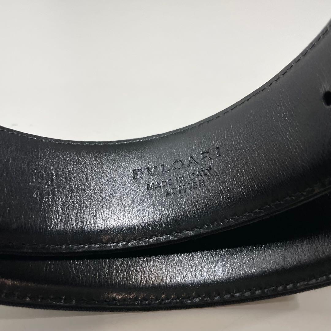 お*み様 BVLGARI ブルガリブルガリ　黒レザーベルト ロゴ入りバックル