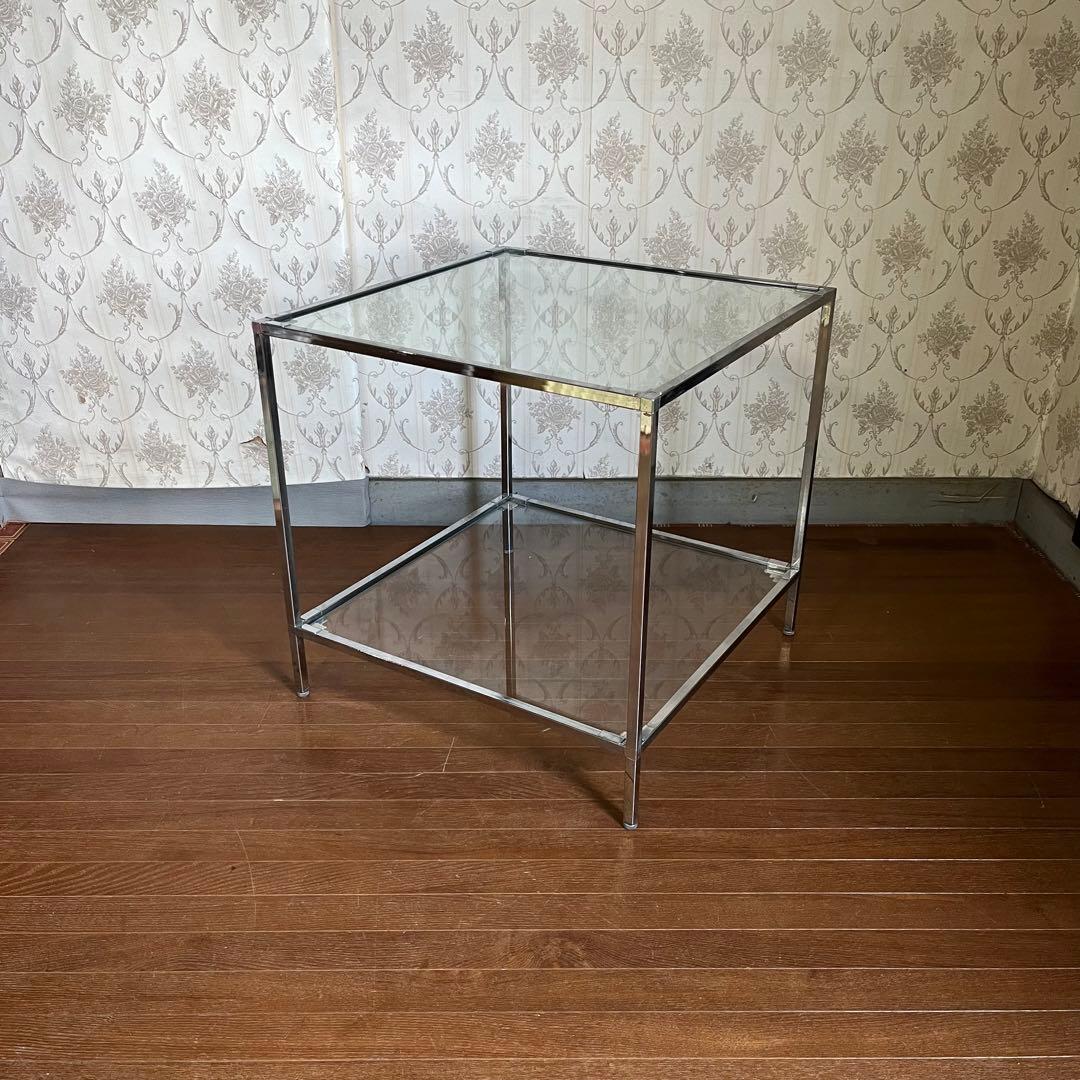 【アンティーク】アイアンフレーム 2段 ガラスラック 飾り棚 シェルフ 什器