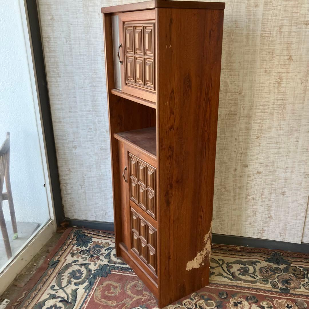 昭和レトロ 窓枠型扉 木製下駄箱 シューズラック サイドボード 古家具ビンテージ