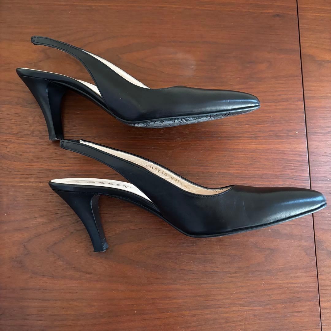 BALLY バリー 本革 スリングバック黒 36EU ポインテッドトゥ