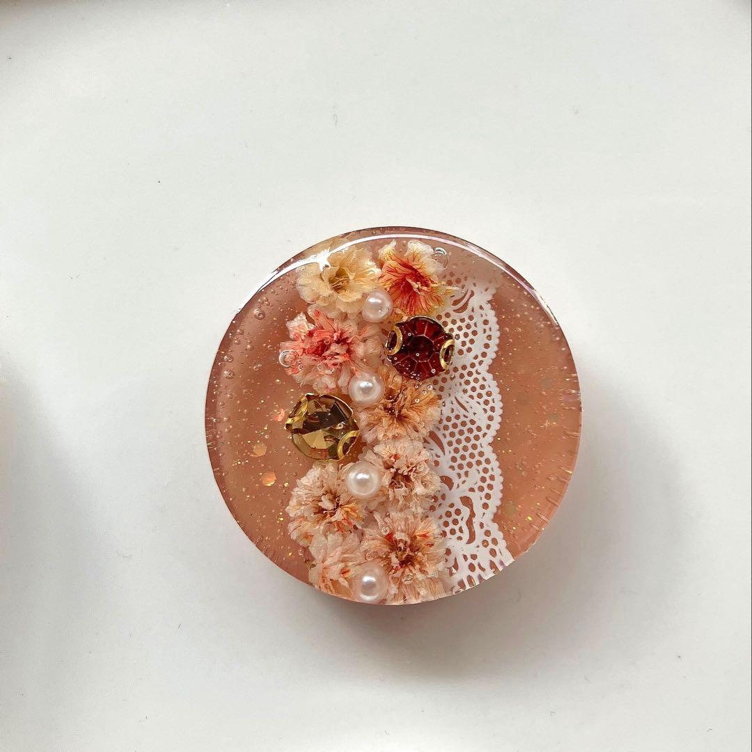 レジン　ヘアゴム　ブラウン◡̈♥︎ ドライフラワー　レース