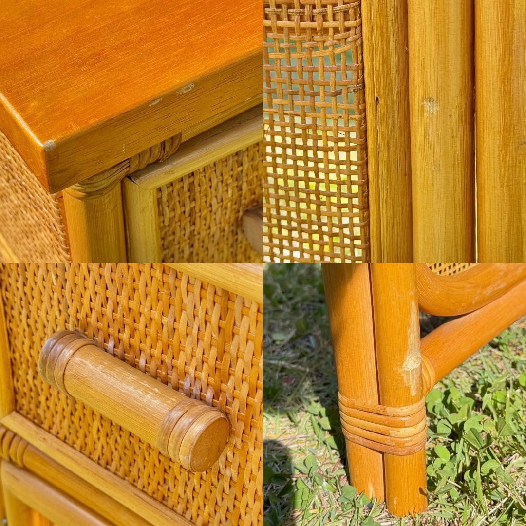 ビンテージ　オールドラタン　キャビネット　ランドリーラック