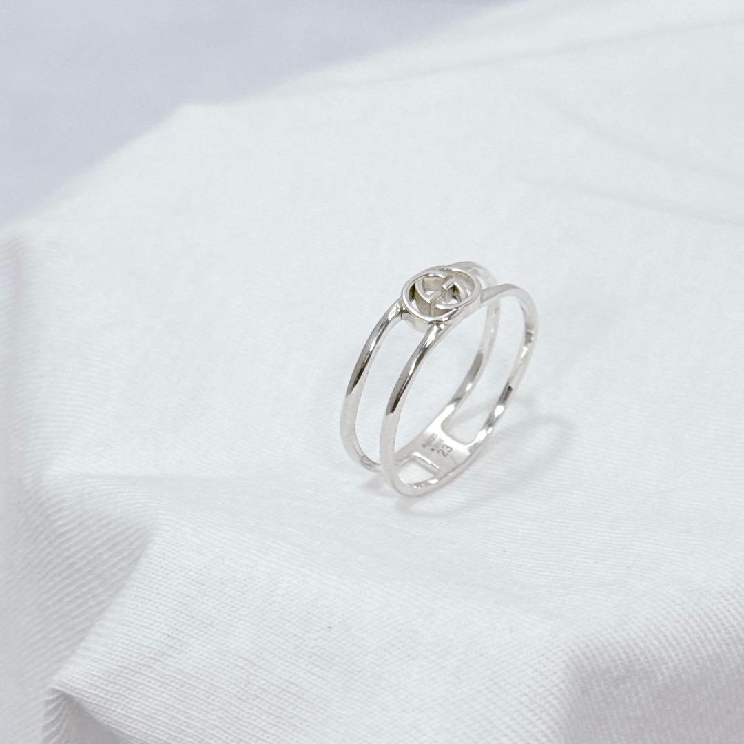 表記23 GUCCI インターロッキングG オープンバンドリング　スリム　メンズ