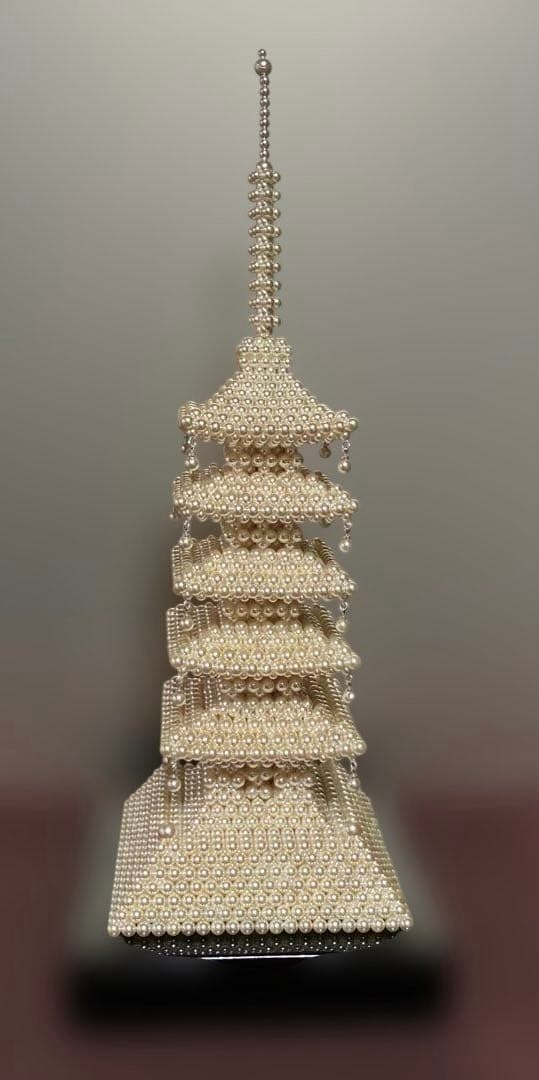 置物　五重の塔　真珠