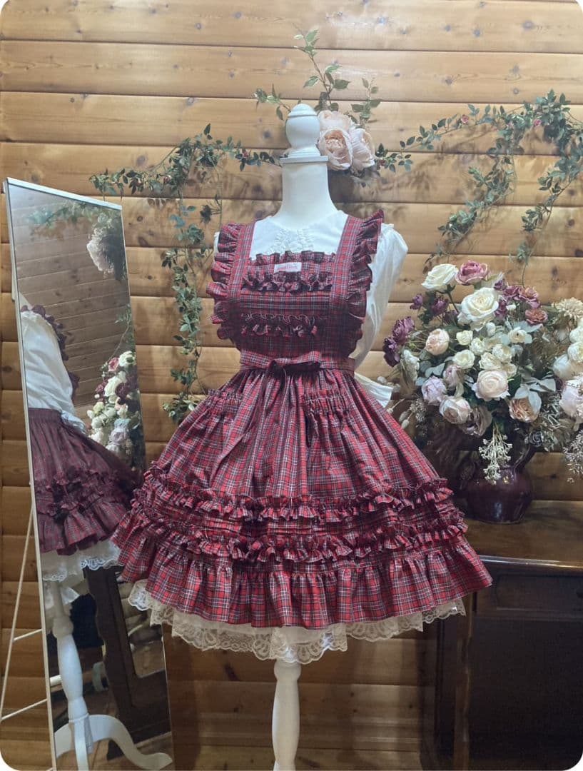 たら　モモコハウス　エプロン　ミニ　赤チェック