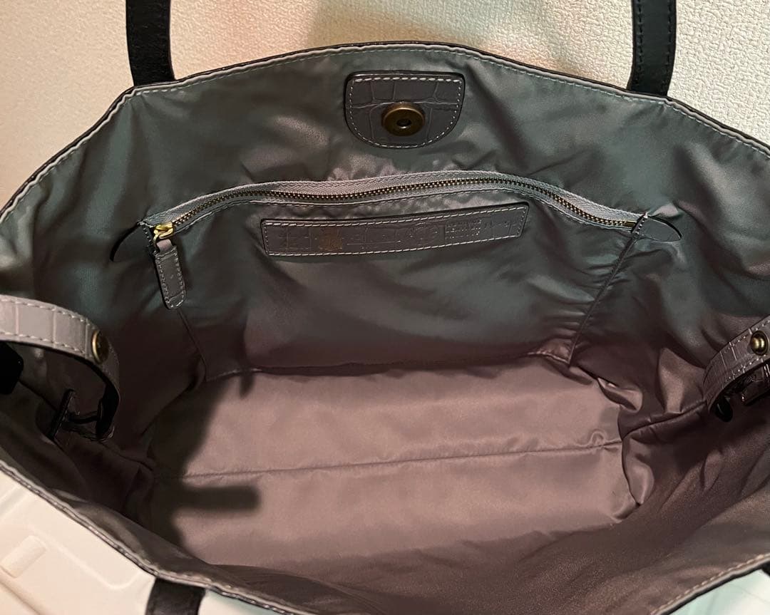 Felisi フェリージ 15/50 クロコ型押し レザー トートバッグ グレー