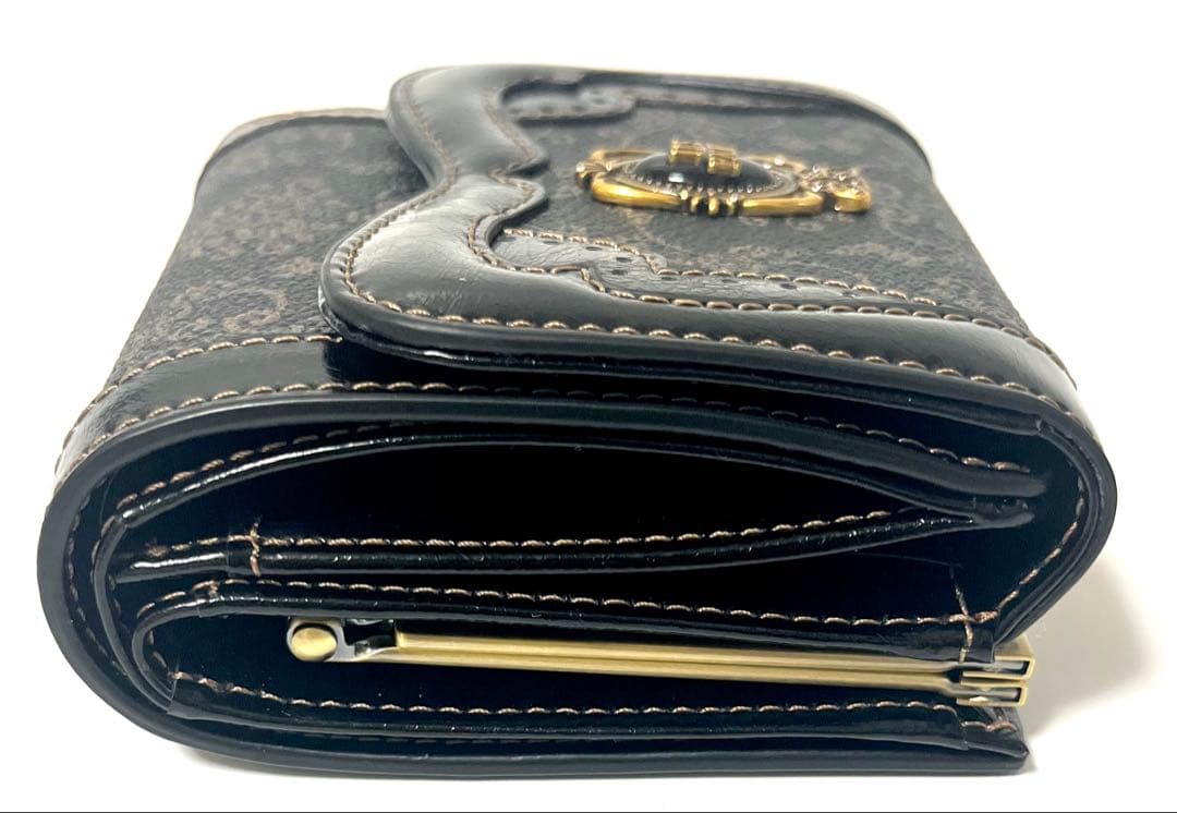 【るぅ様】 ANNA SUI 財布 リーブル 黒 三つ折り がま口