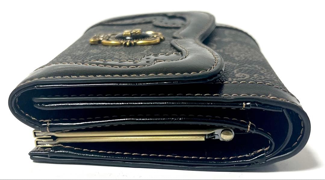 【るぅ様】 ANNA SUI 財布 リーブル 黒 三つ折り がま口