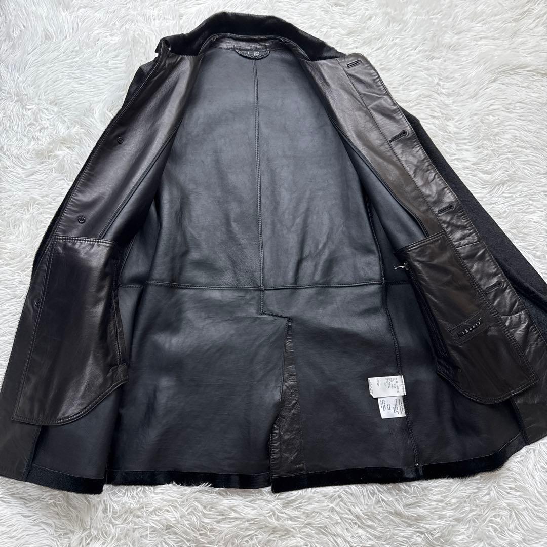 ✨美品・希少✨ Theory ベビー カーフ ロング レザーコート S ブラック