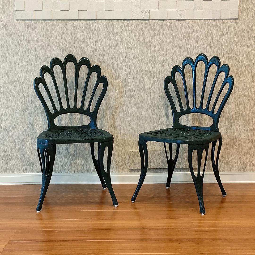 〈未使用〉ヒカリ　鋳物チェア　バレンシア　ガーデン　2脚セット