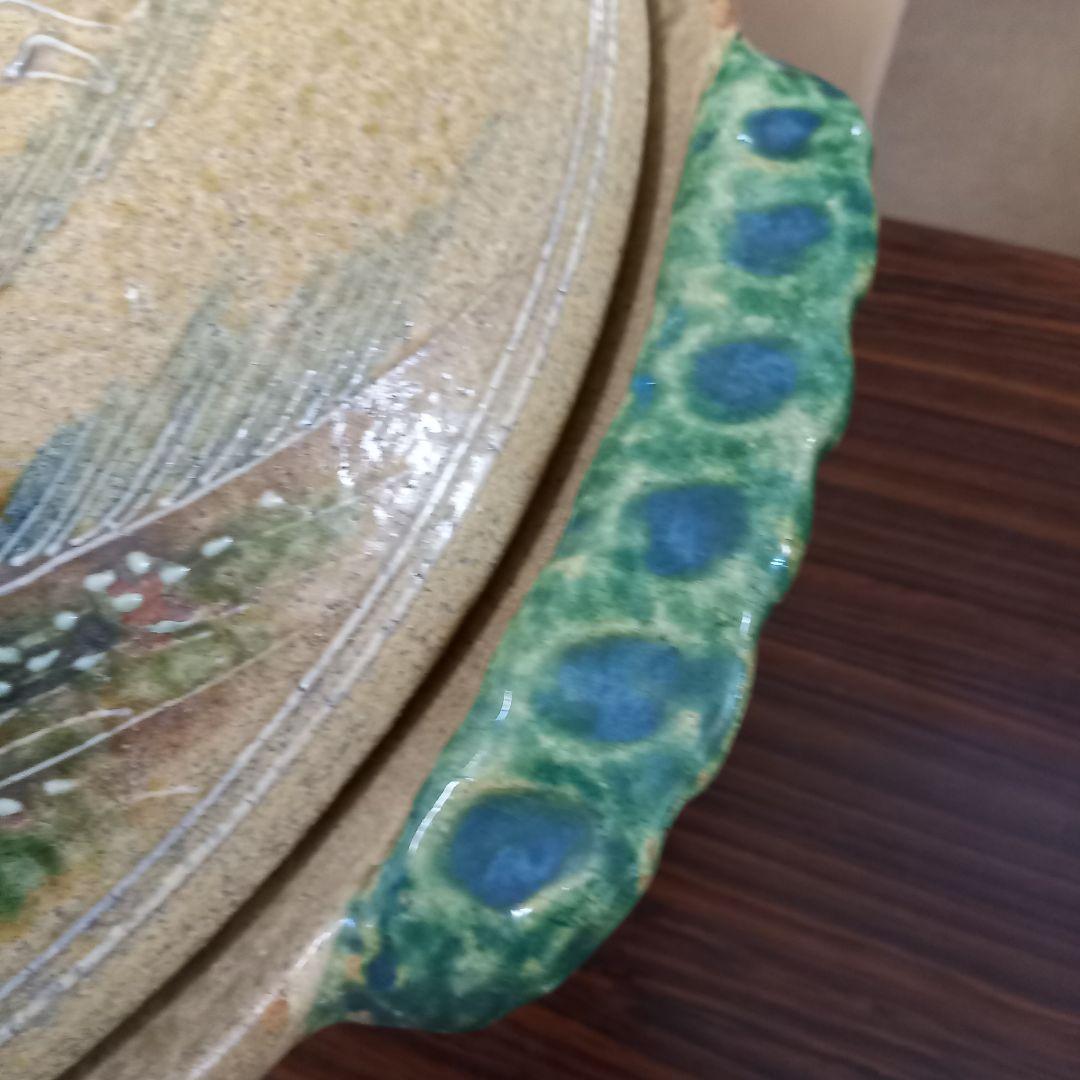 セール大幅値下げ未使用　萬古焼　手作り　置物　特大土鍋　山と木の模様