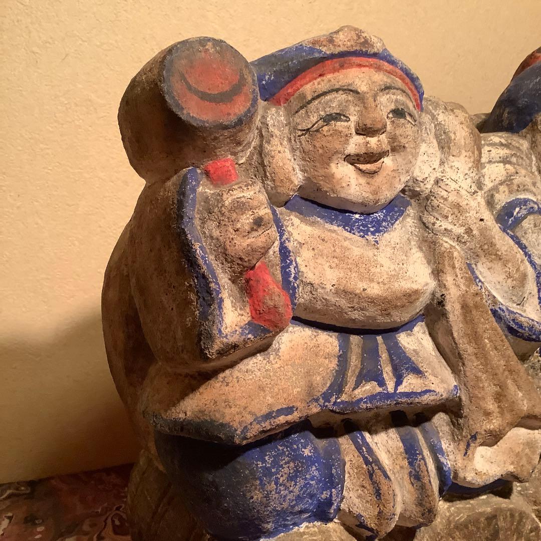 江戸期・祀り福神「恵比寿・大黒天」民衆信仰・七福神・財運福徳・邪気祓い・彩色石彫