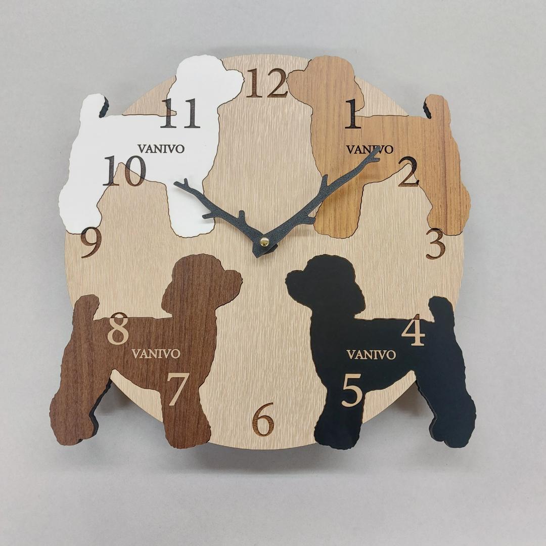 4匹の犬種が選べる特別デザイン｜オーダーメイド木製掛け時計