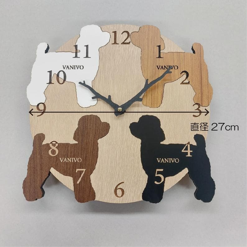 4匹の犬種が選べる特別デザイン｜オーダーメイド木製掛け時計