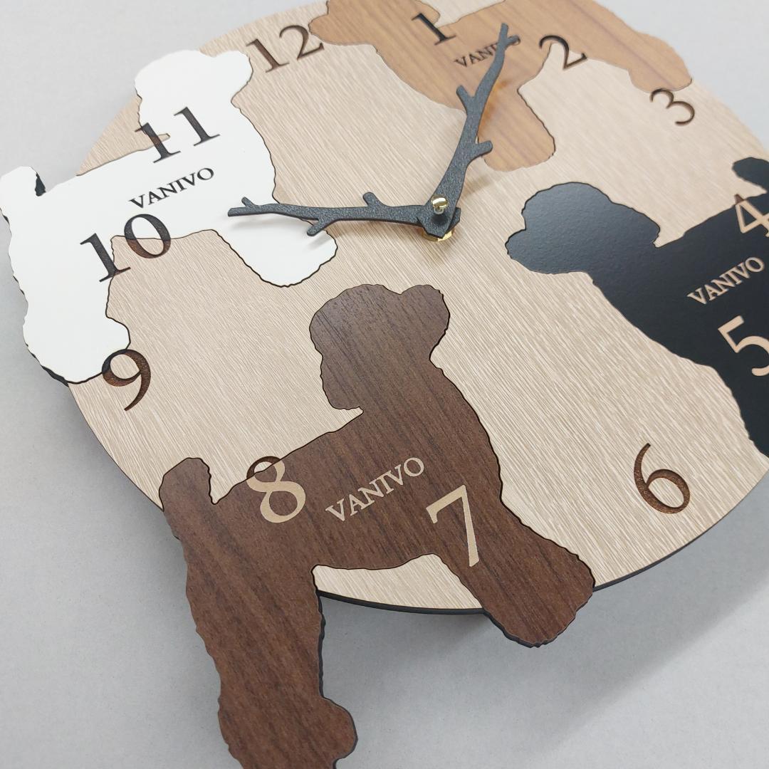 4匹の犬種が選べる特別デザイン｜オーダーメイド木製掛け時計