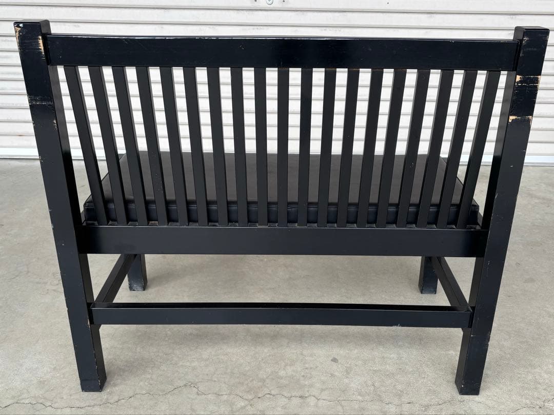 木製ベンチ　ブラック　2人掛け