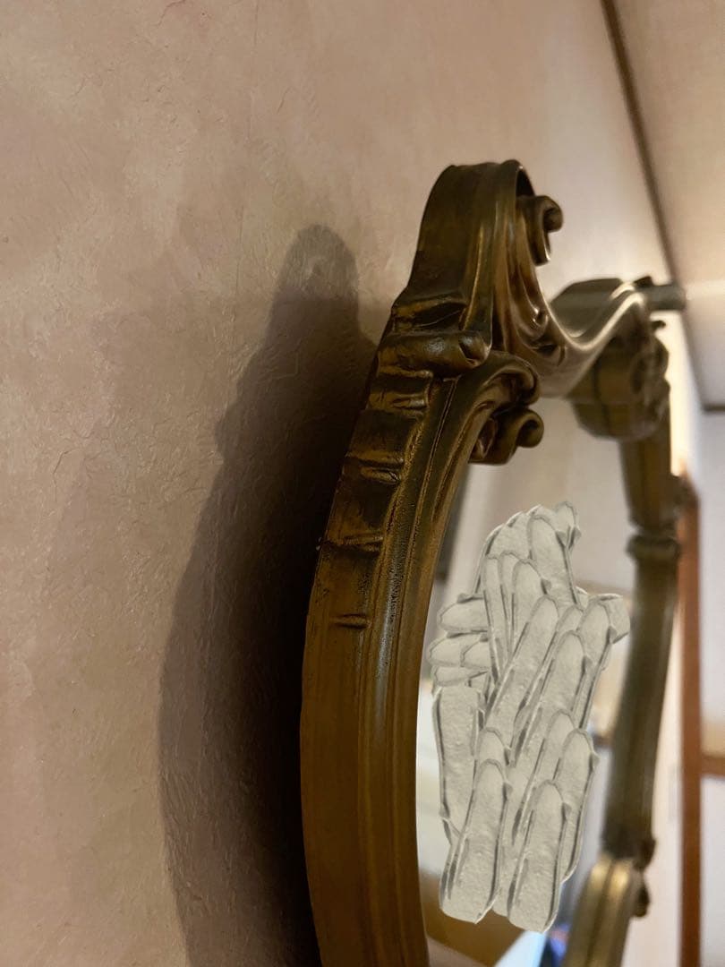 アンティーク クラシックオーバル型壁掛け鏡 ゴールド