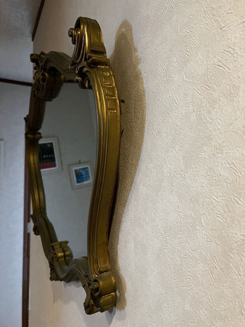 アンティーク クラシックオーバル型壁掛け鏡 ゴールド