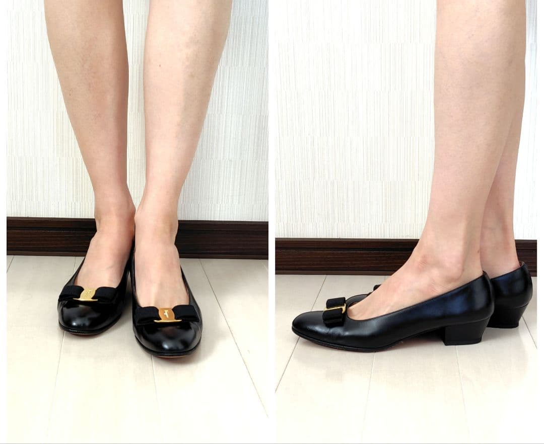 モデルサイズ☆良品❤フェラガモ【Ferragamo】ヴァラ パンプス 黒