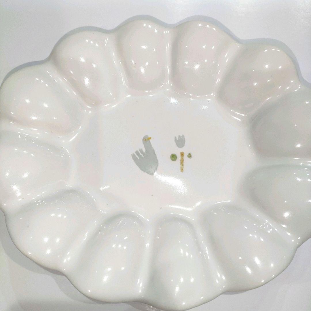 石木文さん　新品　スワン　花　オーバル　皿　白鳥